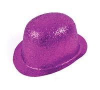 Adult Cerise Glitter Plastic Bowler Hat, 1 Pc. - Dazzling Design, Perfect Accessory For Festivals, Dance Performance, School Play, Photoshoots, & Costume Events Halloween Halloween