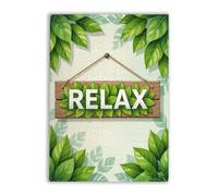 Adult Challenge Puzzle 1000 Pieces Relax Sign Green Leaf Canvas Wall Art Oil Painting Watercolor Puzzle Lover's Gift Suitable for Home Decoration Holiday Decoration