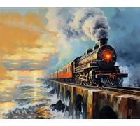Adult Challenge Puzzle 1000 Pieces Retro Train Passing The Cross-Sea Bridge Challenging Educational Toys Entertainment Retro Home Decoration Gifts