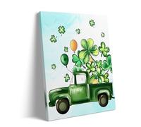 Adult Challenge Puzzle 1000 Pieces St. Patrick's Day Green Retro Truck with Shamrock Balloons and Gold Coins St. Patrick's Day Lucky Four Leaf Clover Festival
