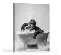 Adult Challenge Puzzle 500 Pieces Chimpanzee in Bathtub Black and White Humor Funny Logo Cute Animal