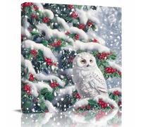 Adult Challenge Puzzle 500 Pieces Christmas White Owl Holly Berry Leaves Family Fun and Casual Beginner Puzzles Educational