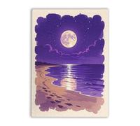 Adult Challenge Puzzle 500 Pieces Purple Moonlight Beach for Players Who Like to Challenge The Difficult and Unlock More Complex Patterns in Hd