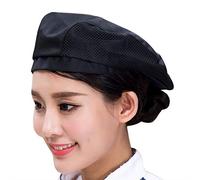 Adult Chefs Hats Berets Kitchen Cooking Restaurant Chef Caps Half Mesh Men Women Chefs Skull Hat Adjustable Unisex Workwear Chef Catering Cap Toque Black Hotel Cook Hat