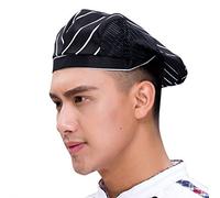 Adult Chefs Hats Berets Kitchen Cooking Restaurant Chef Caps Half Mesh Men Women Chefs Skull Hat Adjustable Unisex Workwear Chef Catering Cap Toque Black Hotel Cook Hat