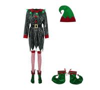 Adult Christmas Elf Costume Clothes Set Santa Ladies Cosplay Suit Sassy Dress Up Costume Fancy Cosplay for Party Performance Holiday Festive Dress