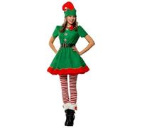 Adult Christmas Elf Costume Green und Red Xmas Fancy Dress Outfits Santa's Helper Cosplay Sets Christmas Elf Outfit for Carnival Masquerade Holiday Party
