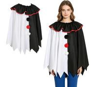 Adult Circus Scary Clown Costume for Gathering Show Black White A One Size