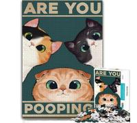 Adult Classic Jigsaw Puzzle, Are You Pooping？ Cats Poster, 1000 PCS