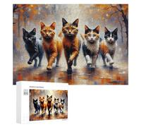 Adult Classic Jigsaw Puzzle, Autumn Cat Parade, 300 PCS