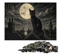 Adult Classic Jigsaw Puzzle, Black Cat on Fence Post, 500 Pieces | For gifting: Jigsaw Puzzle Gift - sorting by colour, shape or image area alone or together.
