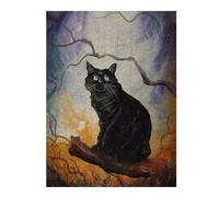 Adult Classic Jigsaw Puzzle, BLACK CAT The Haunt Paint, 500 PCS