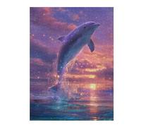 Adult Classic Jigsaw Puzzle, Dolphin Leaping Into Starry Sky, 500 PCS