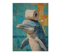 Adult Classic Jigsaw Puzzle, Dolphin with Toilet Paper Hat, 500 PCS