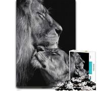 Adult Classic Jigsaw Puzzle, Lion And Lioness Affectionate, 500 PCS