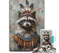 Adult Classic Jigsaw Puzzle, Raccoon Indian Historic, 1000 PCS