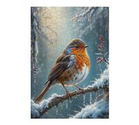 Adult Classic Jigsaw Puzzle, Robin Redbreast Winter, 300 PCS
