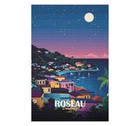Adult Classic Jigsaw Puzzle, Roseau Dominica Nightscape Art Print, 1000 PCS