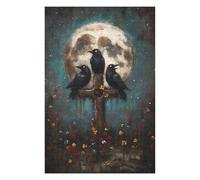 Adult Classic Jigsaw Puzzle, Three Ravens on Cross with Moon, 1000 PCS