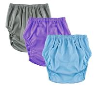 Adult Cloth Diaper Cover,Adult Diaper Cover Waterproof Washable and Reusable Leakproof Diapers Panties for Incontinence Adults(Gray+Purple+Blue,Medium)