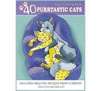 Adult Coloring Book: 40 Purrtastic Cats, Stress Relieving Coloring Pages For Adults By ColoringCraze: 1 (Domestic Animals Coloring Books for Adults)