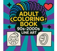 Adult Coloring Book - 90s-2000s Line Art: Nostalgic Y2K Vibes