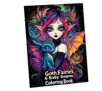Adult Coloring Book - Dark Fantasy Goth Art Collection, Intricate Dragon and Fairy Designs, Calming Stress Relief Sketchbook | Portable for Adults, Travel Journal, Hotel Stay, Apartment Relaxation