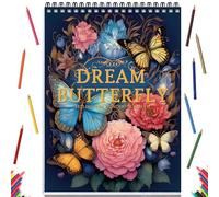 Adult Coloring Book for Women Relaxation Spiral Bound Thick Paper Page One Sided Design Gifts Arts and Crafts for Women to Relax, Anxiety and Depression 30 Colorful Coloring Pages of Dream Butterfly