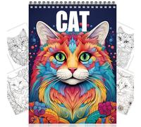 Adult Coloring Book Spiral Bound Page One Sided Design Cat Adult Coloring Book for Women Stress Relief Cat Coloring Book Anxiety Therapy Thick Paper Coloring Book Relaxation - Kittens 30 Pages