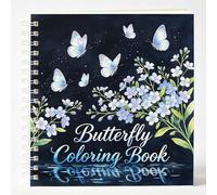 Adult Coloring Book Spiral Bound, Relaxing Coloring Book with Butterfly & Floral Patterns, Stress Relief Colouring Books for Women, Thick Paper &Large Square Format for Women (7.86"x7.47", Colorful-C)