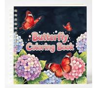 Adult Coloring Book Spiral Bound, Relaxing Coloring Book with Butterfly & Floral Patterns, Stress Relief Colouring Books for Women, Thick Paper &Large Square Format for Women (7.86"x7.47", Colorful-B)