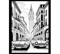 Adult Coloring Books: Streets and Vehicle