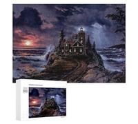 Adult Colourful Jigsaw Puzzle, Lighthouse by The Stormy Sea, 300 PCS