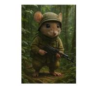 Adult Colourful Jigsaw Puzzle, Mouse Soldier in Jungle, 300 PCS