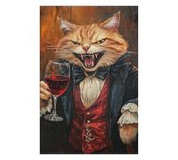Adult Colourful Jigsaw Puzzle, Vampire Cat with Wine Glass, 1000 PCS