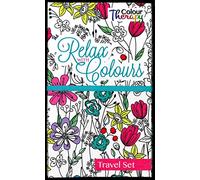 ADULT COLOURING BOOK, RELAX WITH COLOUR TRAVEL SET- PATTERNS & FLORAL - 6844 PINK