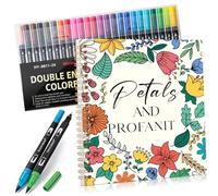 Adult Colouring Book Set with 24 Markers, Spiral Bound, 7 × 8.2 in
