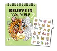 Adult Colouring Books: 24 Page Animal Colouring Books for Adults,Relaxation and Stress Relief,Spiral Bound,Gifts for Women(Includes 1 Reference Card)