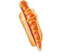 Adult Cosplay Costume Hot Dog Outfit Tunic Suit With Printed Front Mustard Detail Polyester Material Sleeveless Pull On With Hood suitable for parties festivals stage performance photo shoots
