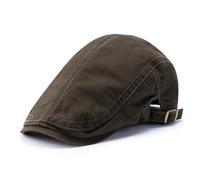 Adult Cotton Beret Dad Casual Newsboy Hat Big Head Man Oversize Flat Peak Painter Cap(Coffe,L Head 58-60cm)