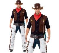 Adult Cowboy Costume Fancy Dress Outfit Mens Male Western Wild West New