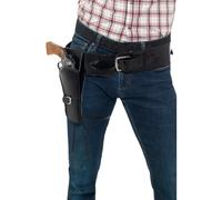 Adult Cowboy Faux Leather Black Holster with Belt (NO gun) Wild West Fancy Dress