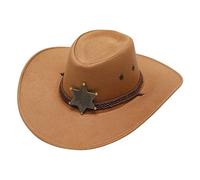 Adult Cowboy Hat Faux Suede Material with Cross Hatch Stitching Detail Wild West Western Sheriff Mens Womens hat Halloween Cow Girl Hats Costume for Fancy Dress Accessories
