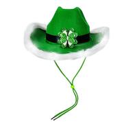 Adult Cowboy Hat St. Patrick's Day Hat Irish Fancy Dress Feather Hat for Women Men Green Green Cowboy Hat St Patrick's Day Accessories Leprechaun Hat Irish Fancy Dress Costume (A01, One Size)