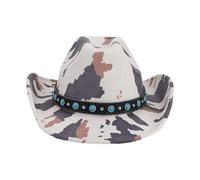 Adult Cowboy Hat With Cow Print Pattern For Woman Western Model Show Photography Camouflage