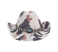 Adult Cowboy Hat With Cow Print Pattern For Woman Western Model Show Photography Camouflage