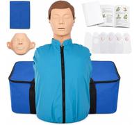 Adult CPR Training Manikin Half Body Resuscitation Practice Model Replaceable Face Skin Lung Bags Barrier Masks Storage Bag Practice Mat