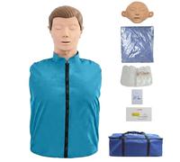 Adult CPR Training Manikin, Professional Resuscitation Practice Dummy with Airway Simulation, Chest Rise, Replaceable Face Skin & Lung Bags, Durable TPE Material, Includes Carry Bag & Training Mat