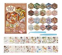 Adult Crafts Scene Sticker Books: 3D Creative Miniature Stickers DIY Scene Book for Adults 40 Set Reusable Stickers Gifts for Women Teens Kids Girls Building Your Own Cartoon Home Travel Activities