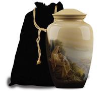 Adult Cremation URNS for Ashes- Jesus Sitting on Mount Olive Cremation Urns for Human Ashes - Completely Handcrafted with Volume 200 Cu. in. with Velvet Protection Bag. (NOT Customized)